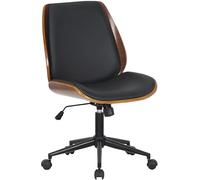 CLP Chaise de Bureau Ergonomique Mitch, réglable en Hauteur, pivotante avec Coque en Bois et Fonction Bascule, idéale Maison/Bureau., Couleur:Noyer/Noir, Couleur du Cadre:Noir