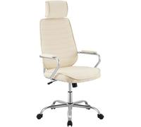 CLP Chaise de Bureau Ergonomique Rako, Chaise de Bureau réglable en Hauteur pivotante revêtement Tissu, Dossier avec Appui-tête Couleur:crème