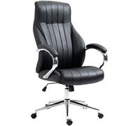 CLP Chaise de Bureau Ergonomique Wigan, Fauteuil de Direction avec Accents en Cuir veritable, Hauteur reglable, Fonction Bascule, Jusqu a 135 kg Couleur:Noir
