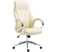 CLP Chaise de Bureau Ergonomique Wigan, Fauteuil de Direction avec Accents en Cuir veritable, Hauteur reglable, Fonction Bascule, Jusqu a 135 kg Couleur:crème