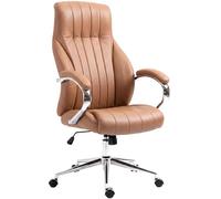 CLP Chaise de Bureau Ergonomique Wigan, Fauteuil de Direction avec Accents en Cuir veritable, Hauteur reglable, Fonction Bascule, Jusqu a 135 kg Couleur:Brun Clair