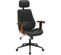 CLP Chaise De Bureau Lugo Revêtue De Similicuir I Chaise De Bureau Ergonomique avec Appui-tête I Chaise Pivotante À 360° | Couleur Noyer/Noir