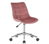 CLP Chaise De Bureau Medford en Velours I Siège Rembourré Matelassé I Pied en Métal I Hauteur Ajustable, Couleur:Rose