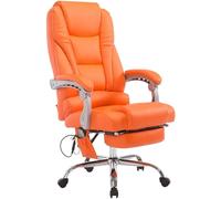 CLP Chaise De Bureau Pacific Simili Cuir I Fonction Massage I Ergonomique, Rotative À 360° avec Repose-Pieds I Réglable en Hauteur, Couleur:Orange
