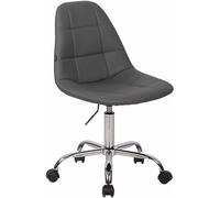 CLP Chaise De Bureau Reims avec Assise Matelassée en Similicuir | Chaise de Bureau Ajustable en Hauteur Et Pivotante | Piètement Métal Chromé, Couleur:Gris