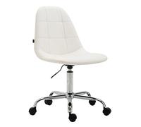 CLP Chaise de bureau Reims – Similicuir matelassé, réglable en hauteur, pivotante – Blanc