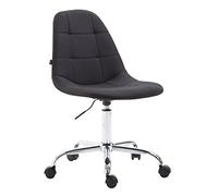 CLP Chaise De Bureau Reims avec Assise Matelassée en Tissu | Chaise de Bureau Ajustable en Hauteur Et Pivotante | Piètement Métal Chromé, Couleur:Noir