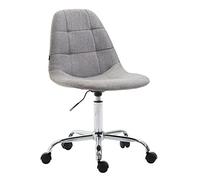 CLP Chaise De Bureau Reims avec Assise Matelassée en Tissu | Chaise de Bureau Ajustable en Hauteur Et Pivotante | Piètement Métal Chromé Couleur:Gris