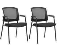 CLP Chaise de conférence 2 pièces, Chaise d'accueil Volga, empilable avec Dossier, Chaise de Bureau avec accoudoirs pour salles de réunion, Couleur:Noir