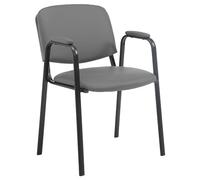 CLP Chaise de conférence Ken Pro – Empilable, accoudoirs rembourrés, similicuir, métal noir, Gris
