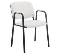 CLP Chaise de Conférence Empilable Ken Pro avec Accoudoirs Rembourrés Similicuir, Piétement Métallique Noir Stable jusqu'à 150kg, Couleur:Blanc