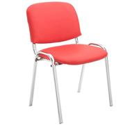 CLP Chaise De Conférence Ken en Similicuir I Chaise Visiteur avec Piétement en Métal Chromé I Chaise Confortable pour Salle D'Attente, Couleur:Rouge