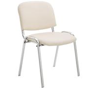 CLP Chaise De Conférence Ken en Similicuir I Chaise Visiteur avec Piétement en Métal Chromé I Chaise Confortable pour Salle D'Attente, Couleur:crème