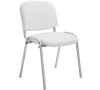 CLP Chaise De Conférence Ken en Similicuir I Chaise Visiteur avec Piétement en Métal Chromé I Chaise Confortable pour Salle D'Attente Couleur:Blanc