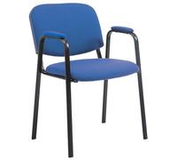 CLP Chaise de conférence Ken Pro empilable avec accoudoirs rembourrés, revêtement Tissu, piétement métal Noir Robuste jusqu'à 150 kg, Couleur:Bleu