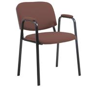 CLP Chaise de conférence Ken Pro empilable avec accoudoirs rembourrés, revêtement Tissu, piétement métal Noir Robuste jusqu'à 150 kg, Couleur:Marron