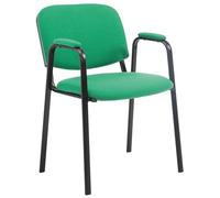 CLP Chaise de conférence Ken Pro empilable avec accoudoirs rembourrés, revêtement Tissu, piétement métal Noir Robuste jusqu'à 150 kg Couleur:Vert