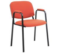 CLP Chaise de conférence Ken Pro empilable avec accoudoirs rembourrés, revêtement Tissu, piétement métal Noir Robuste jusqu'à 150 kg, Couleur:Rouge