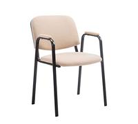 CLP Chaise de conférence Ken Pro empilable avec accoudoirs rembourrés, revêtement Tissu, piétement métal Noir Robuste jusqu'à 150 kg, Couleur:crème