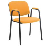 CLP Chaise de conférence Ken Pro empilable avec accoudoirs rembourrés, revêtement Tissu, piétement métal Noir Robuste jusqu'à 150 kg, Couleur:Orange