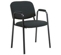 CLP Chaise de conférence Ken Pro empilable avec accoudoirs rembourrés, revêtement Tissu, piétement métal Noir Robuste jusqu'à 150 kg, Couleur:Noir