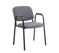 CLP Chaise de conférence Ken Pro empilable avec accoudoirs rembourrés, revêtement Tissu, piétement métal Noir Robuste jusqu'à 150 kg, Couleur:Gris