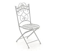 CLP Chaise de Jardin en Fer Forgé Indra Chaise en Fer avec Un Design Antique avec Dossier - Meuble de Jardin en Fer en Métal, Couleur: Blanc Antique