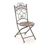 CLP Chaise de Jardin en Fer Forgé Indra Chaise en Fer avec Un Design Antique avec Dossier - Meuble de Jardin en Fer en Métal, Couleur: Marron Antique