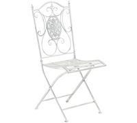 CLP Chaise De Jardin Pliable en Métal Sibell, Chaise D'Extérieur en Fer Forgé, Chaise De Terrasse/Balcon Solide Et Résistante | Couleur Blanc Antique