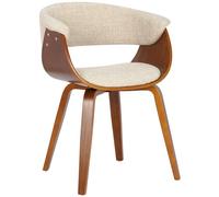 CLP Chaise de salle à manger Bruce - crème, rembourrée, pieds bois noyer, accoudoirs, 47 cm, 150 kg