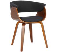 CLP Chaise de Salle a Manger 150 kg, Pied Bois Bruce, Chaise Cuisine rembourree avec accoudoirs et Patins, Hauteur Assise 47 cm, Couleur:Noir, Couleur du Cadre:Noyer