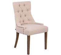 CLP Chaise Aberdeen – Tissu crème, rembourrage épais, piétement bois d'hévéa, cadre antique clair