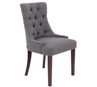 CLP Chaise De Salle A Manger Aberdeen en Tissu I Chaise Confortable avec Rembourrage Épais I Piétement en Bois D'Hévéa, Couleur:Gris foncé, Couleur du Cadre:Antique