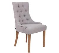 CLP Trading GmbH Chaise Aberdeen – Tissu, rembourrage épais, piètement hévéa – Gris, H. 92 cm