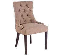 CLP Chaise Aberdeen – tissu, rembourrage épais, piétement hévéa – Taupe / Cadre Antique – H. 92 cm