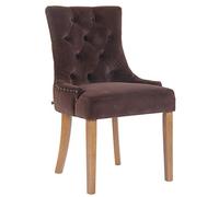 CLP Chaise De Salle A Manger Aberdeen en Velours I Rembourrage Epais I Chaise avec Dossier Et Piétement en Bois d'Hévéa, Couleur:Marron, Couleur du Cadre:Antique Clair
