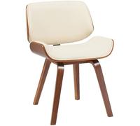 CLP Chaise de Salle à Manger Beverley Revêtement en Similicuir, Chaise de Cuisine avec Bois courbé, avec Dossier, Couleur:Noyer/crème