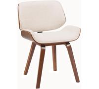 CLP Chaise de Salle à Manger Beverley Tissu, Chaise de Cuisine en Bois, avec Dossier, Fauteuil rembourré Couleur:Noyer/crème
