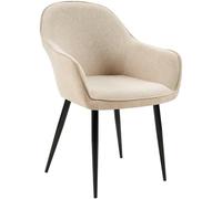 CLP Chaise De Salle A Manger Boise en Tissu I Siège Retro avec Accoudoirs I Piètement en Métal Noir Couleur:Taupe