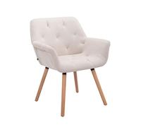 CLP Chaise De Salle A Manger Cassidy I Revêtement Tissu I Pieds en Bois Chaise Design Scandinave avec Dossier et Accoudoir - Charge Max.150 kg I, Couleur:Beige, Couleur du Cadre:Natura