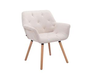 CLP Chaise De Salle A Manger Cassidy I Revêtement Tissu I Pieds en Bois Chaise Design Scandinave avec Dossier et Accoudoir - Charge Max.150 kg I, Couleur: Beige, Couleur du Cadre: Natura