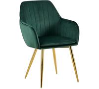 CLP Chaise de Salle à Manger Cheryl Velours, Fauteuil Confortable avec Structure Robuste, capacité de Charge Max. 150 kg | Couleur Vert Couleur du Cadre Or