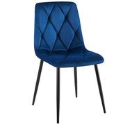 CLP Chaise de Salle à Manger Clairton rembourrée, Chaise de Cuisine avec revêtement capitonné, Charge Max. 150 kg Couleur:Bleu foncé;Matériel:Velours