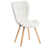 CLP Trading GmbH Chaise Elda – Similicuir naturel – Dossier haut, piétement bois – Blanc