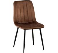 CLP Chaise de salle à manger Dijon – velours marron, assise matelassée, pieds métal, 150 kg