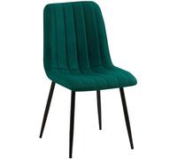 CLP Chaise De Salle A Manger Dijon en Tissu Ou Velours I Chaise avec Surface D'assise Matelassée Pieds en Metal I Charge Max.150 Kg, Couleur:Vert foncé, Matériel:Tissu