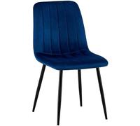 CLP Chaise De Salle A Manger Dijon en Tissu Ou Velours I Chaise avec Surface D'assise Matelassée Pieds en Metal I Charge Max.150 Kg, Couleur:Bleu, Matériel:Velours