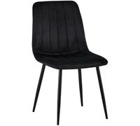 CLP Chaise De Salle A Manger Dijon en Tissu Ou Velours I Chaise avec Surface D'assise Matelassée Pieds en Metal I Charge Max.150 Kg, Couleur:Noir, Matériel:Velours