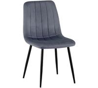 CLP Chaise De Salle A Manger Dijon en Tissu Ou Velours I Chaise avec Surface D'assise Matelassée Pieds en Metal I Charge Max.150 Kg, Couleur:Gris foncé, Matériel:Velours