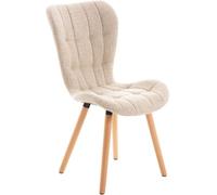 CLP Chaise de Salle à Manger Elda rembourrée en Tissu, Chaise de Cuisine avec Dossier et piètement en hêtre Massif, supporte jusqu'à 150 kg, Couleur:crème